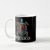 メキシコのグラフィックウミガメ湾忘れ コーヒーマグカップ (左)