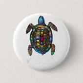 メキシコのグラフィックウミガメ湾忘れ 缶バッジ (正面)