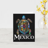 メキシコのグラフィック海の亀の湾は決してTru忘れでない カード (黄色い花)
