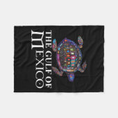 メキシコのグラフィック海の亀の湾は決してTru忘れでない フリースブランケット (正面(横))