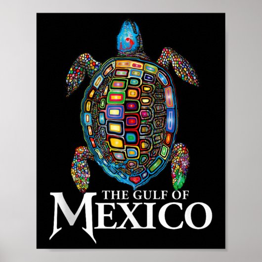 メキシコのグラフィック海の亀の湾は決してTru忘れでない ポスター (正面)