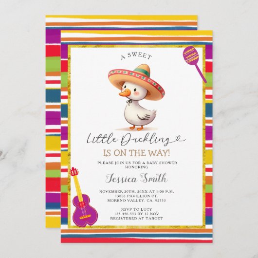 メキシコのグースフィエスタベイビーシャワー 招待状 (正面/裏面)