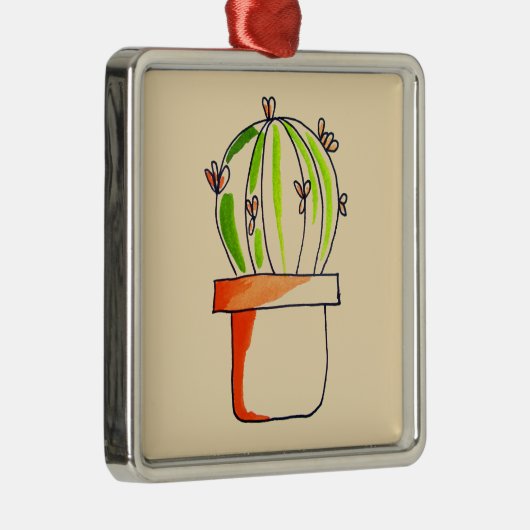 メキシコのサボテンのかわいい砂漠のアート メタルオーナメント (右)