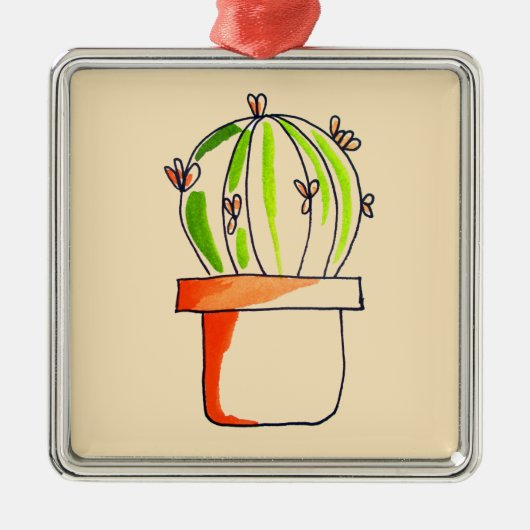 メキシコのサボテンのかわいい砂漠のアート メタルオーナメント (正面)