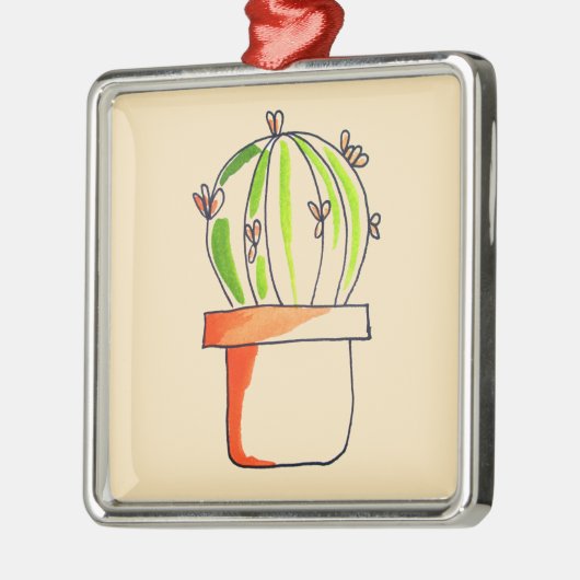 メキシコのサボテンのかわいい砂漠のアート メタルオーナメント (左)