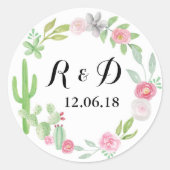 メキシコのサボテンのレーベルに結婚付いているサボテン ラウンドシール (正面)