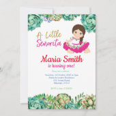 メキシコのサボテンフィエスタ1歳の誕生日ガール 招待状 (正面)