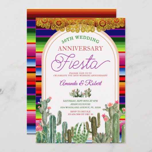 メキシコのサボテン50周年結婚フェスタ 招待状 (正面/裏面)