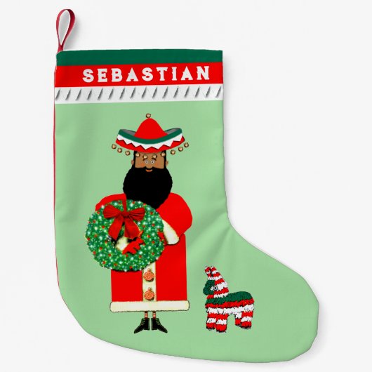 メキシコのサンタクロース スモールクリスマスストッキング (正面)