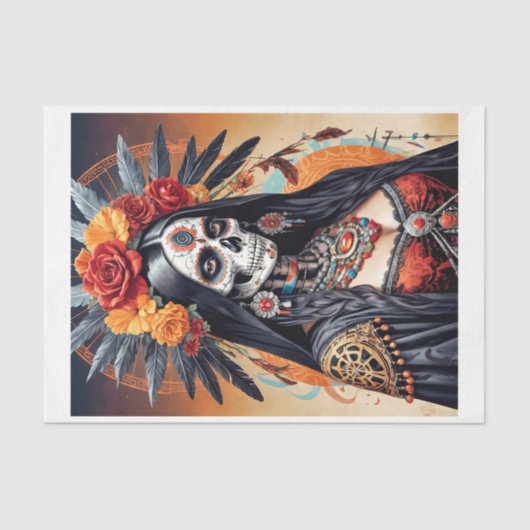 メキシコのサンタミュエルテに花が飾られた 薄葉紙 (正面)