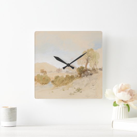 メキシコのサンフランシスコ近郊の水彩風景 スクエア壁時計 (ホーム)