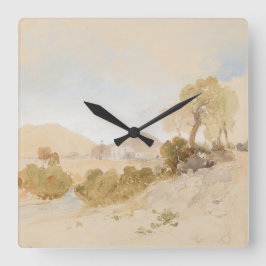 メキシコのサンフランシスコ近郊の水彩風景 スクエア壁時計