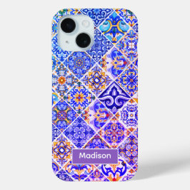 メキシコのシシ地中海のリアン紫の青瓦 iPhone 15ケース