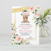 メキシコのシャロブーツピンクと金ゴールドキンセニェラ  招待状 (スタンド正面)