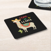 メキシコのシンコ・デ・マおもしろいヨの動物コモ・セ・ラマ スクエアペーパーコースター (アングル)