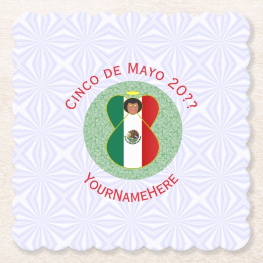 メキシコのシンコ・デ・マヨエンジェルパーソナライズ ペーパーコースター (正面)