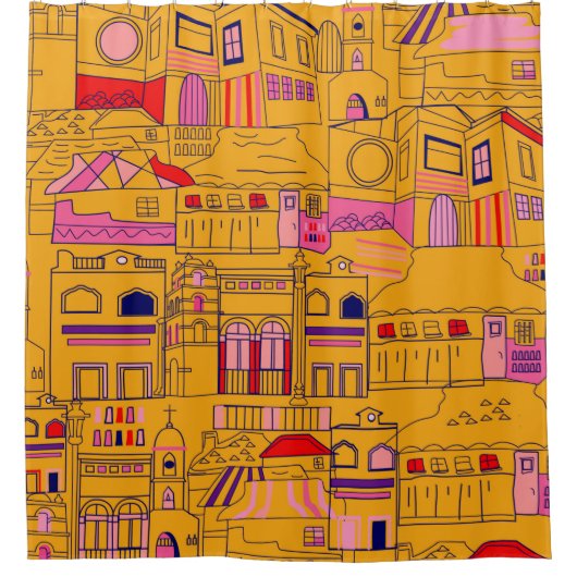 メキシコのシームレスなデザイン。デコレーションテキスト シャワーカーテン (正面)