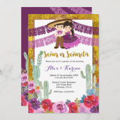 メキシコのジェンダーが紫色のサボテンのフローラを明らかにする 招待状 (正面/裏面)