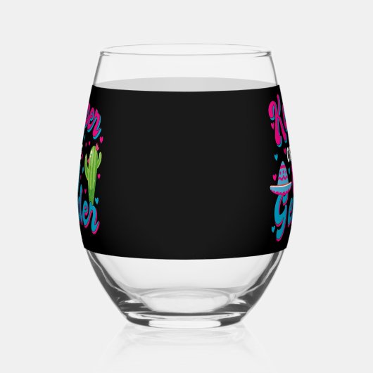 メキシコのジェンダーがcinco de Mayo赤ちゃんシャワーを明かす ステムなしワイングラス (右)