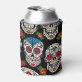 メキシコのスカルとバラ:ヴィンテージデザイン 缶クーラー (缶正面)