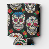 メキシコのスカルとバラ:ヴィンテージデザイン 缶クーラー (正面)