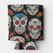 メキシコのスカルとバラ:ヴィンテージデザイン 缶クーラー (裏面)