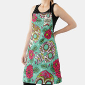 メキシコのスカルと花、シームレス。 エプロン (インサイチュ)