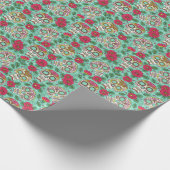 メキシコのスカルと花、シームレス。 ラッピングペーパー (角)