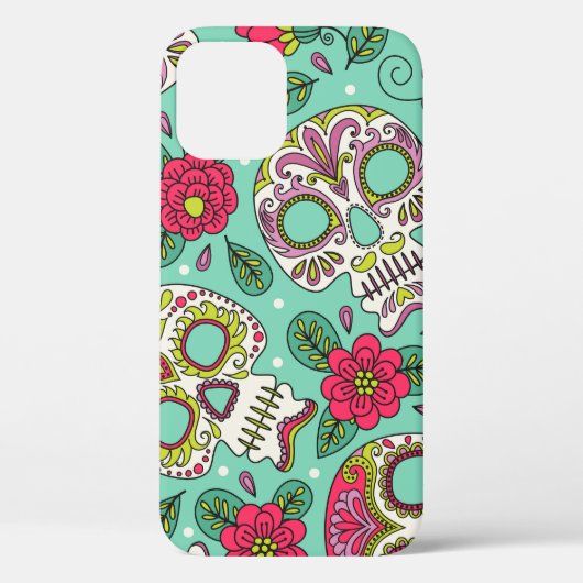 メキシコのスカルと花、シームレス。 Case-Mate iPhoneケース (裏面)