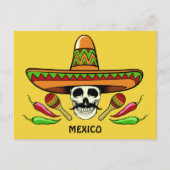 メキシコのスカルカスタム文字&カラーはがき ポストカード (正面)