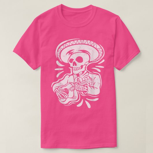 メキシコのスケルトンギタリストTシャツ Tシャツ (デザイン正面)
