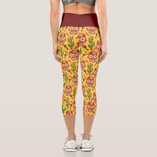 メキシコのスタイルパターンの高い腰のカプリス カプリレギンス (裏面)