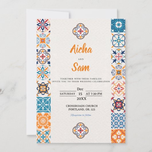 メキシコのスタイル結婚式招待状 – 完全に編集可能 招待状 (正面)