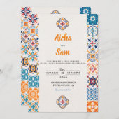 メキシコのスタイル結婚式招待状 – 完全に編集可能 招待状 (正面/裏面)