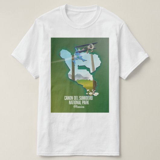 メキシコのスミデロ渓谷の地図 Tシャツ (デザイン正面)