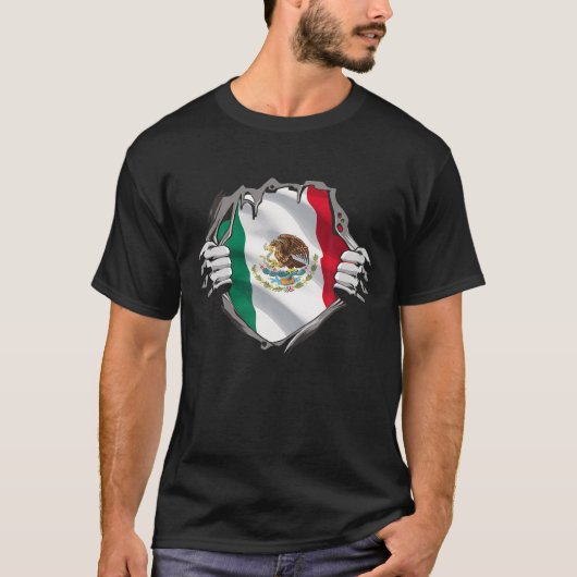 メキシコのスーパーヒーローメキシコ国旗Bandera Mexicana Pri Tシャツ (正面)