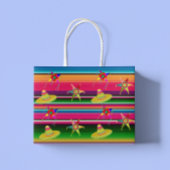 メキシコのセラピ毛布ストライプのクリスマスメキシコ ラージペーパーバッグ