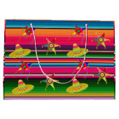 メキシコのセラピ毛布ストライプのクリスマスメキシコ ラージペーパーバッグ (裏面)