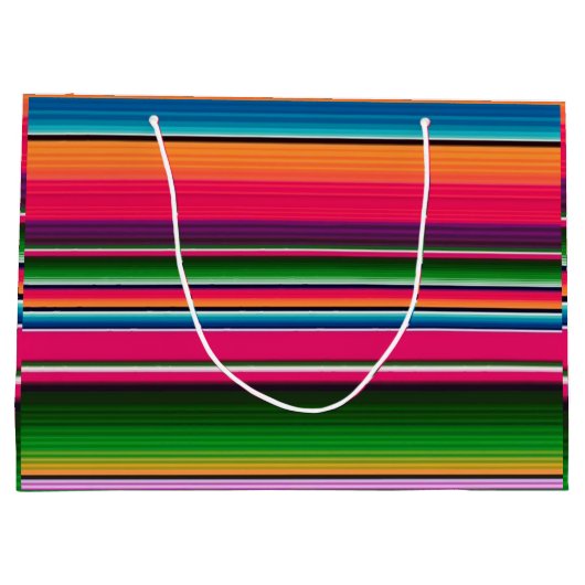 メキシコのセラピ毛布ストライプメキシコカラフル ラージペーパーバッグ (裏面)