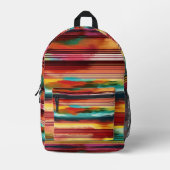 メキシコのセラペの水の色のカラフルストライプ プリントバックパック (正面)
