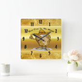 メキシコのソンブレロ帽子ポテトキャラクター スクエア壁時計 (ホーム)