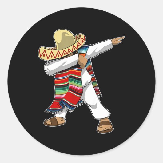 メキシコのソンブレロ・ポンチョ・ダビング ラウンドシール (正面)