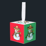 メキシコのソンブレロSanta Thunder_Cove キューブオーナメント<br><div class="desc">メキシコのソンブレロ着用サンタ,任意の背景色であなたの名前に変更してパーソナライズ</div>