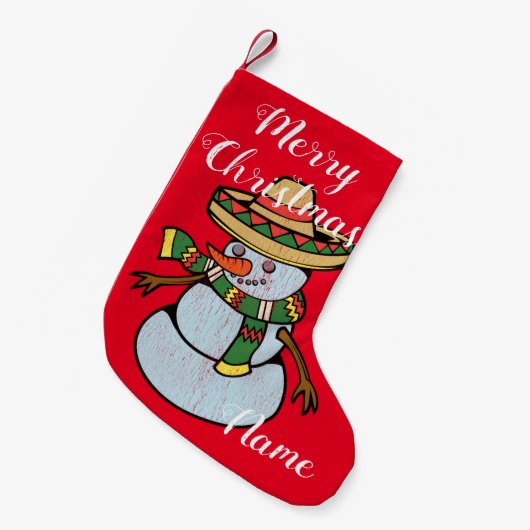 メキシコのソンブレロSanta Thunder_Cove スモールクリスマスストッキング (正面 (吊り時))