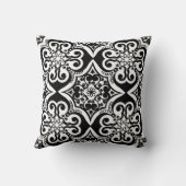 メキシコのタイル模様 |ブラック&ホワイト枕 クッション (裏面)