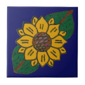 メキシコのタイル、ひまわり タイル (正面)