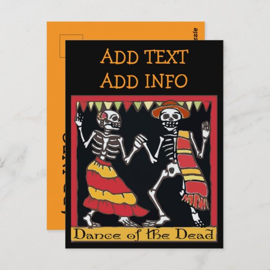 メキシコのタイル、死者のダンス ポストカード (正面/裏面)