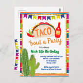 メキシコのタコでパーティー誕生日招待状 ポストカード (正面/裏面)