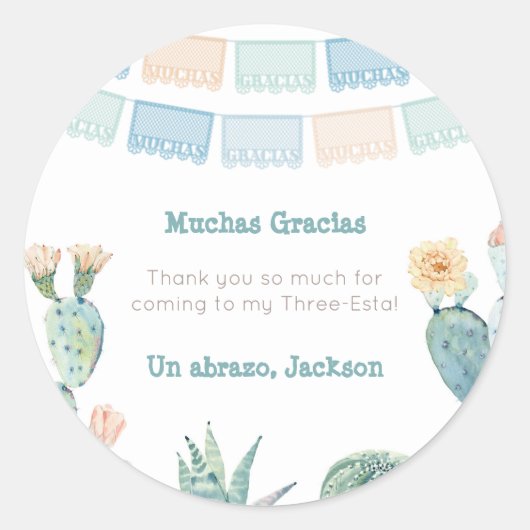 メキシコのタコでフィエスタの誕生日パーティーのお気に入り ラウンドシール (正面)