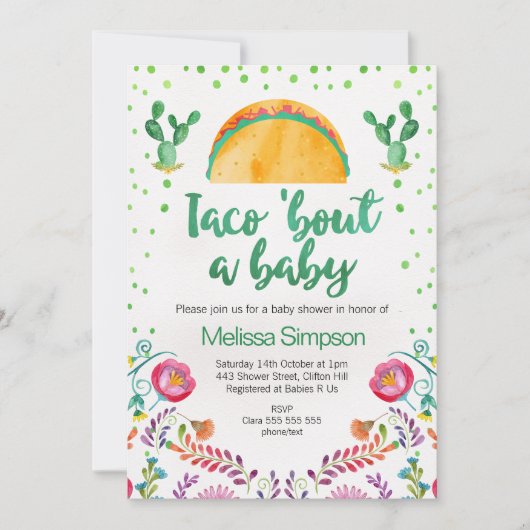 メキシコのタコで赤ちゃんシャワー招待状 招待状 (正面)